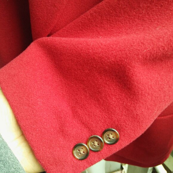 Vintage DKNY Retro Preppy 80s 90s Wool Cashmere Red Jacket Crest Blazer Size 10 - Picture 8 of 10